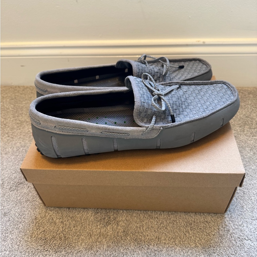 Swims Gray Boat Shoes with Elastic Panels